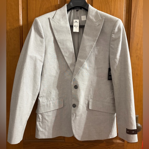 #63 Mens NWT Express Light Grey Jacket Dress Blazor 38 R